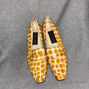 Orange Leather Croc Loafers
